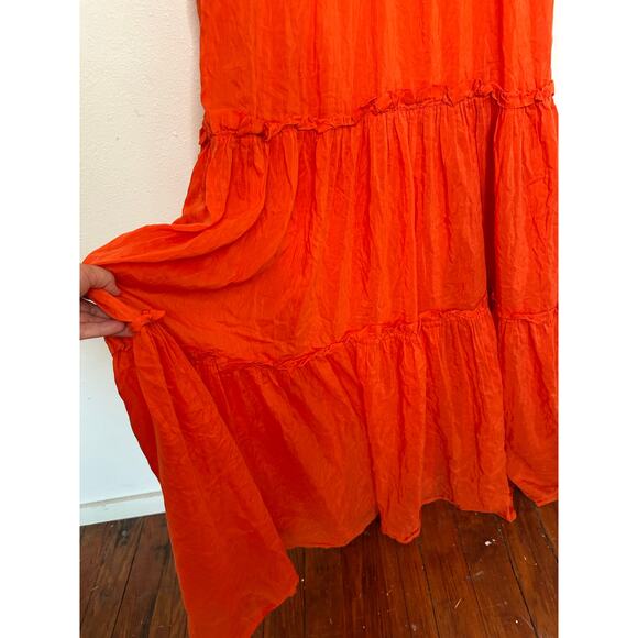 NICHOLAS Orange Mylah Plunge Neck Tie Front Beachy Boho Maxi Dress Size US 4 - Picture 10 of 16